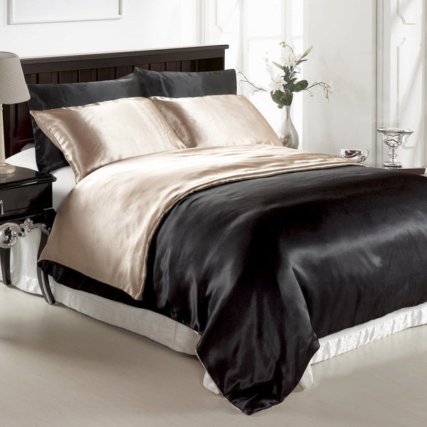 Satin Quilt Cover Blackchampagne Reversible Ivory And Deene Ivory And Deene Pty Ltd 1788