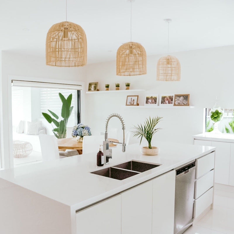 wicker kitchen pendant lights