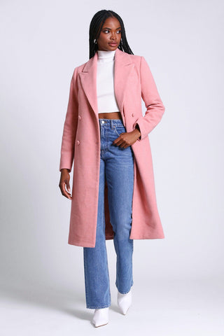 ladies rose pink long tailored coat jacket for valetines outfit or gift for girlfriend