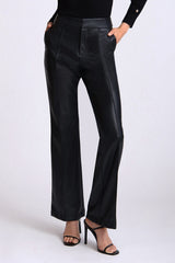 black faux leather flare trouser pants by Avec les filles trousers for women