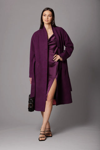 womens dark purple tailored dressy coat long for office to night out outfits