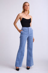 light blue corduroy wide leg trouser pants by Avec Les Filles trousers for women