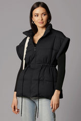 black puffer vest fitted cinched waist by Avec Les Filles