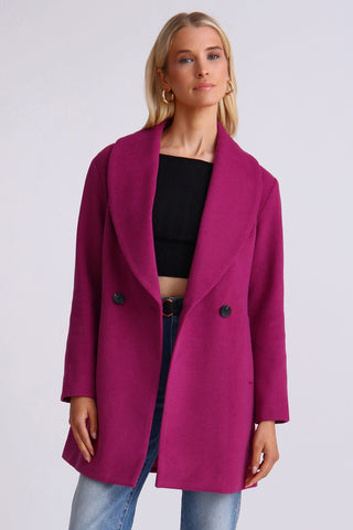 ladies peacoat in berry hot pink fuchsia for valentines outfit