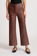 walnut brown faux leather cropped trouser pants Avec Les Filles trousers for women
