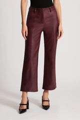dark red faux leather cropped pants