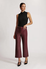 dark red faux leather cropped trouser pants by Avec Les Filles trousers for women