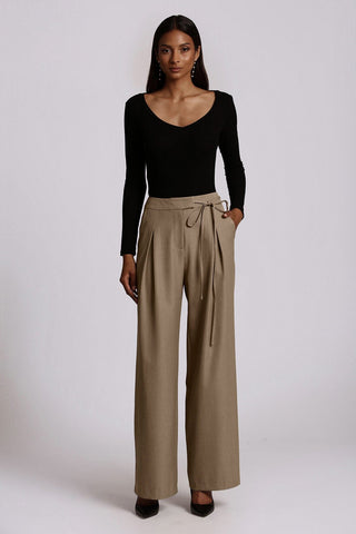 olive wide leg trouser pants for women by Avec Les Filles