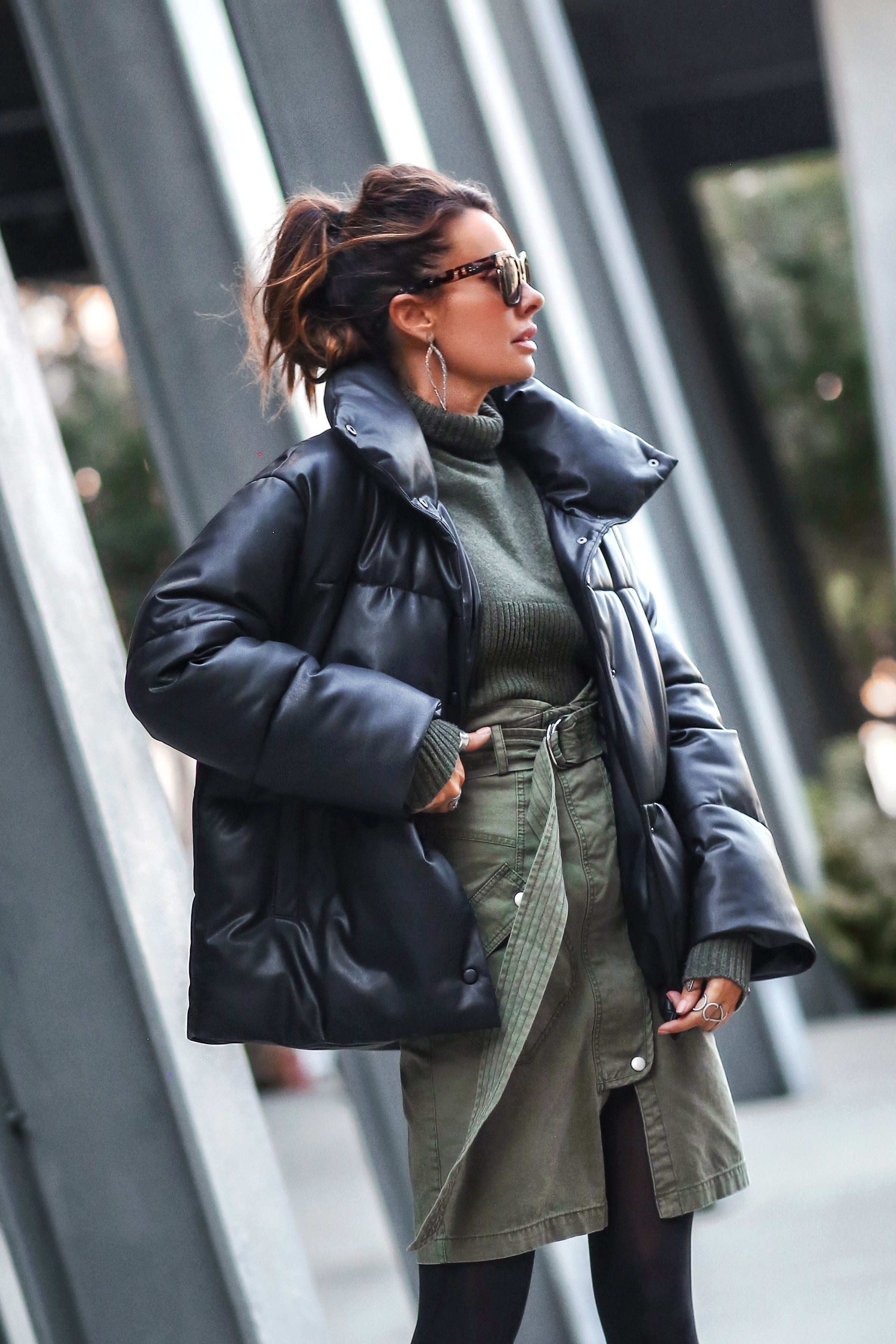 Oversized Faux Leather Puffer