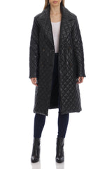 Diamond Quilted Faux Leather Trench Outerwear Avec Les Filles 