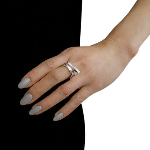 LYNN BAN Diamond Stackable Jagged Knuckle Ring