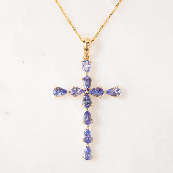 Tanzanite Necklace, 1.32ct Cross Pendant, 18'' Chain, December Birthstone -  Etsy