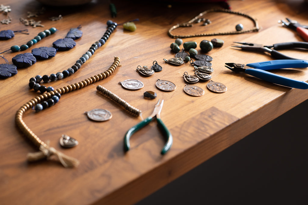 Jewelry work table with tools