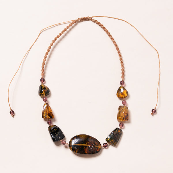 Carnelian and Amethyst Hand Knotted Necklace