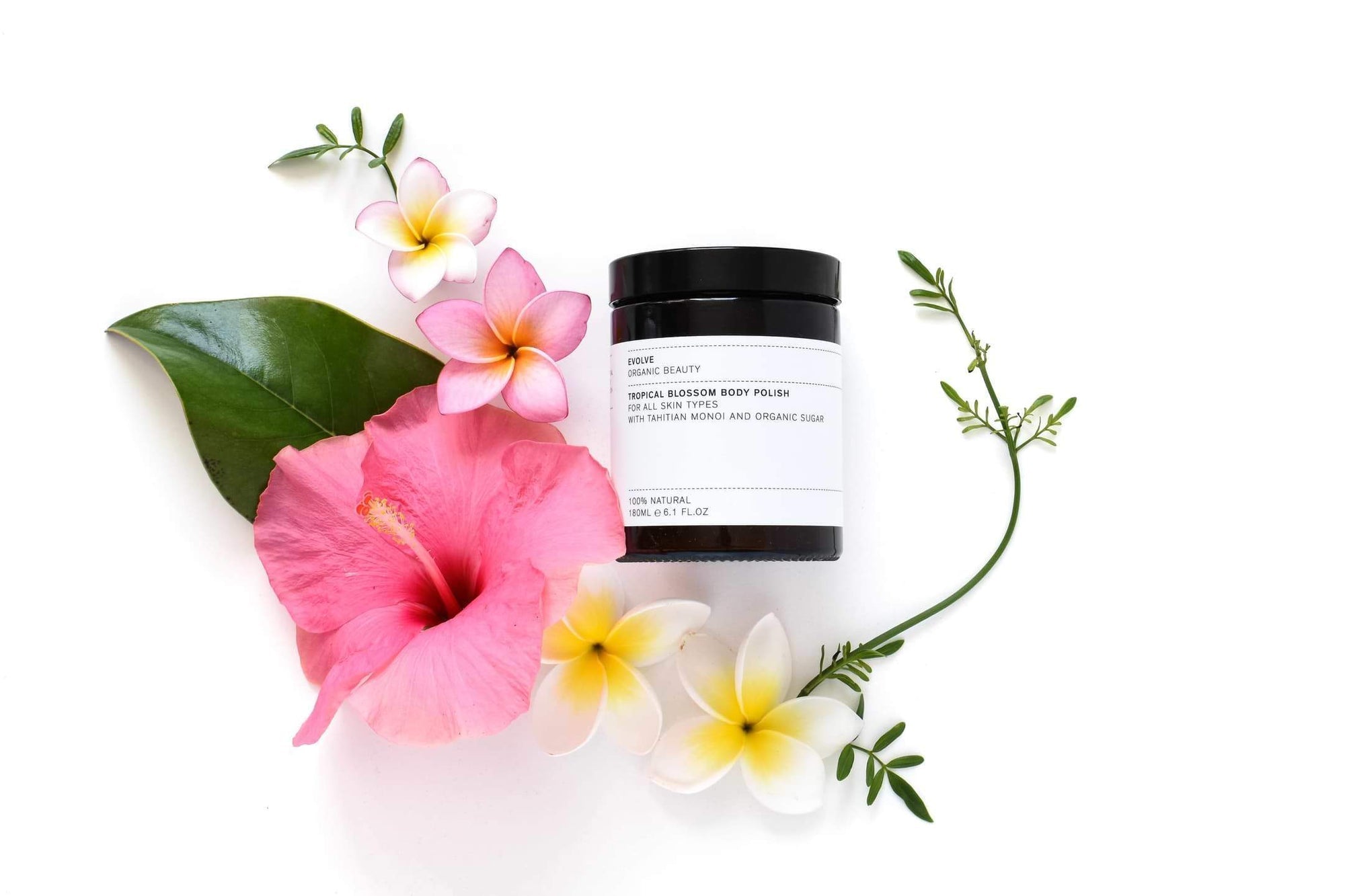 Gommage corps monoï & coco Tropical blossom body polish Evolve Beauty Suisse
