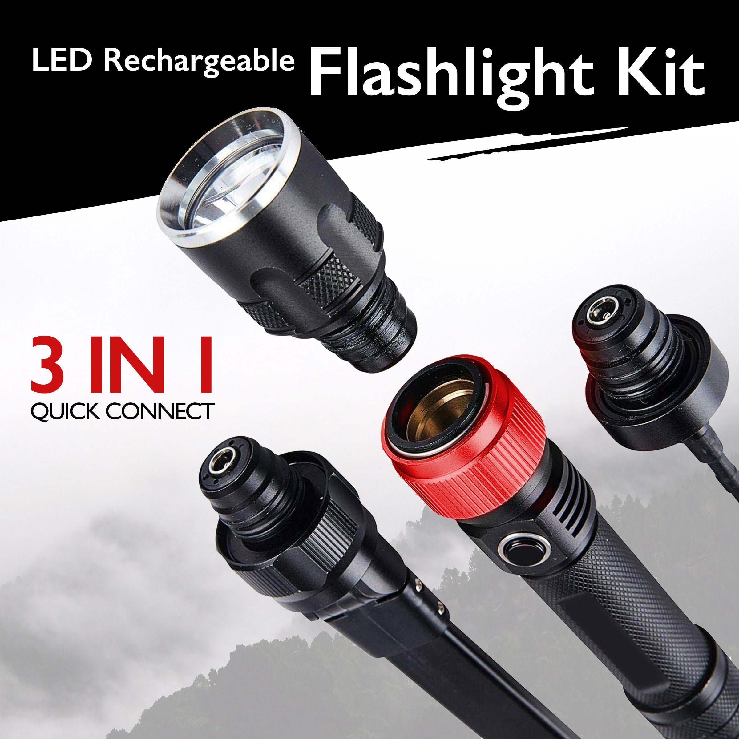 The LED Rechargeable 3-in-1 Flashlight Kit – Preppers Peak