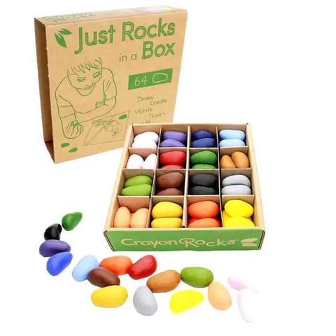 Just Rocks In Box - 16 Unique Colors - 64 Piece Set (4 Of Each) By Crayon Rocks at The Handmade Showroom Seattle WA