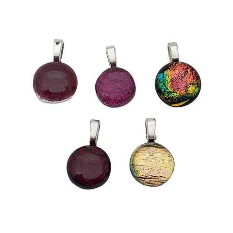 A collection of small fused glass pendants by Glass Elements