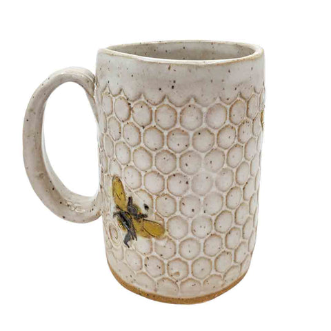 Mug - 16Oz - Bees On Honeycomb Ceramic Mug (A Or B) By White Squirrel Clayworks at The Handmade Showroom Seattle WA