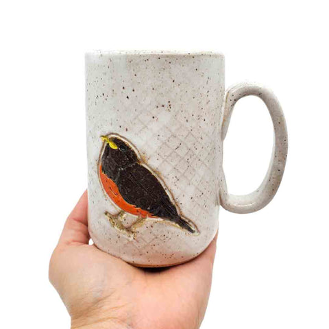 Mug - 16Oz - Robin Redbreast Ceramic Mug (A Or B) By White Squirrel Clayworks at The Handmade Showroom Seattle WA