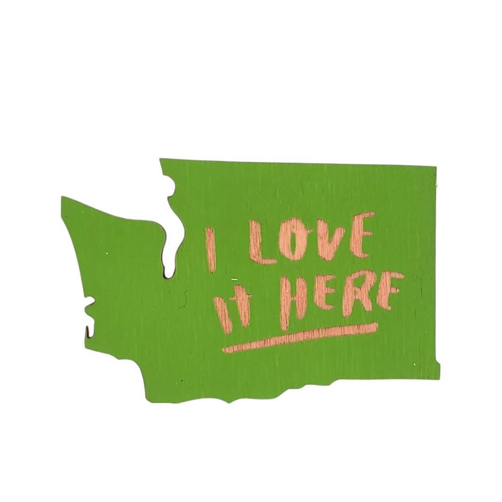 Magnets - Small - WA State I Love it Here (Green or Orange) by SnowMade