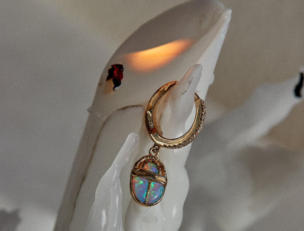 Inlay Scarab Huggie Opal - Pamela Love Jewelry