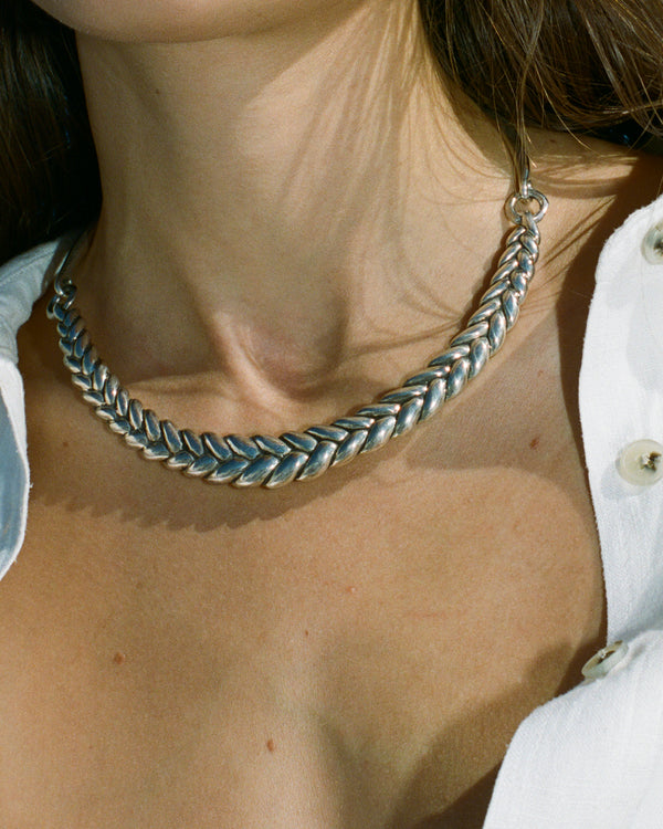 Silver Herringbone Necklace - Thin Chain Necklace - Pamela Love