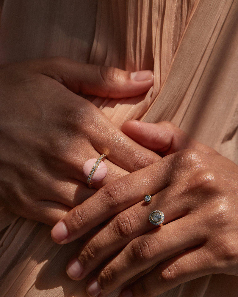 Comet Ring - Pink Opal Ring with Diamonds - Pamela Love