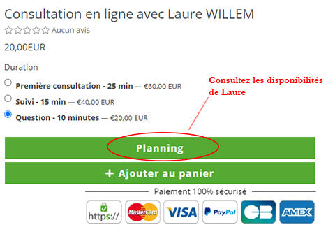 Accès au planning de consultation de Laure WILLEM