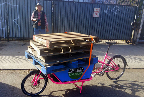 Hauling pallets near CETMA headquarters, Venice Beach, CA.