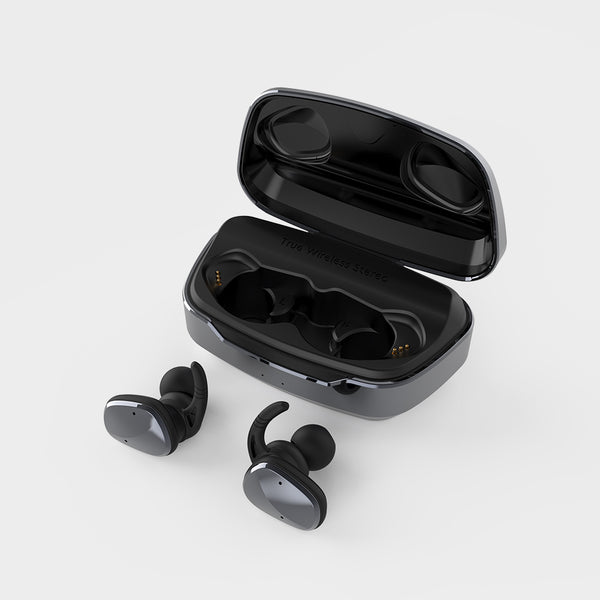 Lexuma XBud2 True Wireless In-Ear Bluetooth 5.0 IP56 Sports Earbuds [With 2600 Charging Case] Black appearance