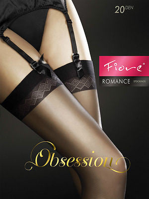 FIORE MARIE 30 DENIER MOCK STOCKINGS TIGHTS PANTYHOSE BLACK 4