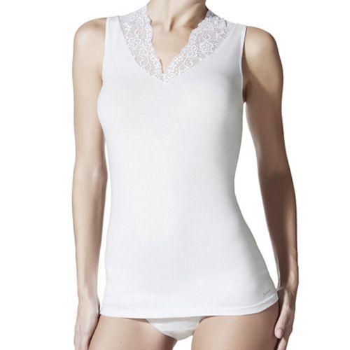 Essential Lace Trim Strap Vest Cami Top microfiber In Black or Cream –  Simply Hosiery Online