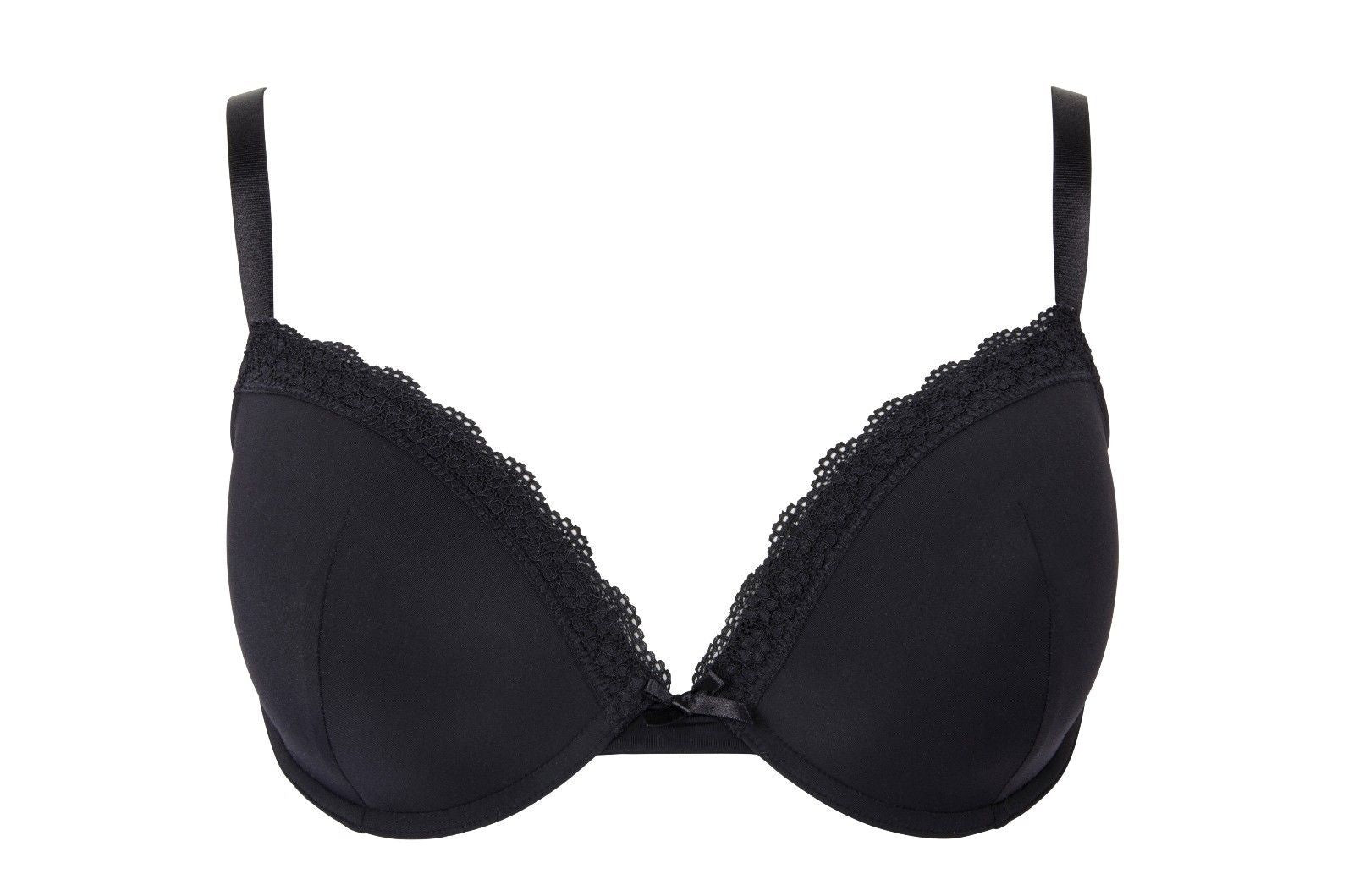 Pretty Polly Women's Naturals Non-Padded Plunge Bra, Black (Black