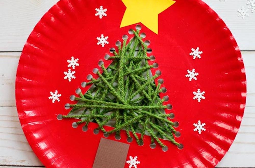 Simple paper plate christmas tree craft for kids