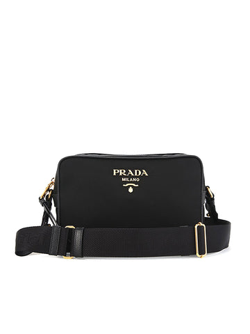 Prada Pattina Black Calf Leather Studded Flap Chain Crossbody Bag