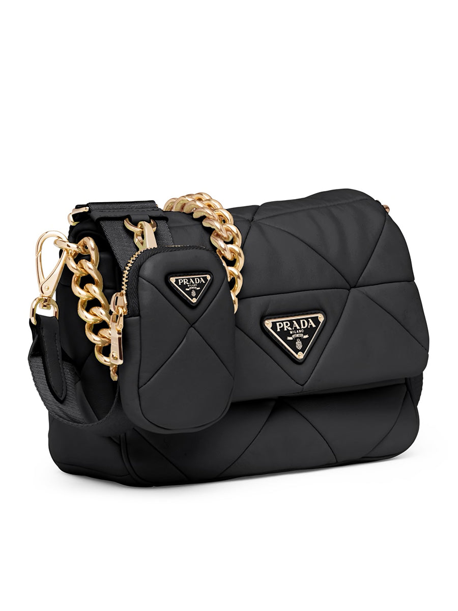 Prada System Nappa Leather Patchwork Bag in Black | Cosette
