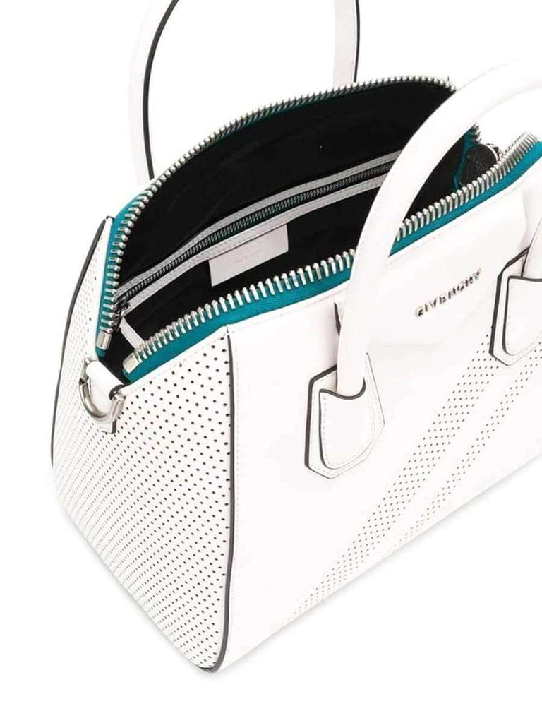 Antigona Small Perforated White Smooth Leather Handbag – COSETTE