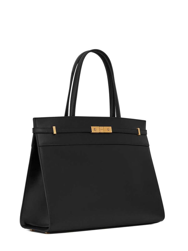 Manhattan Medium Black Smooth Leather Tote Bag – COSETTE