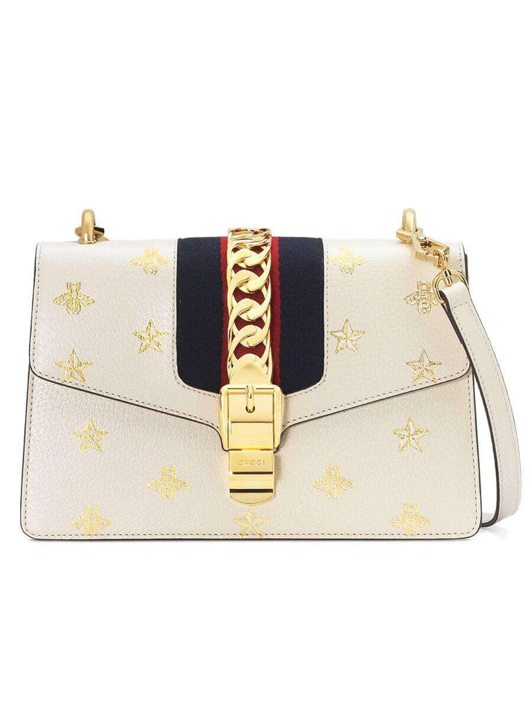 gucci white bee bag