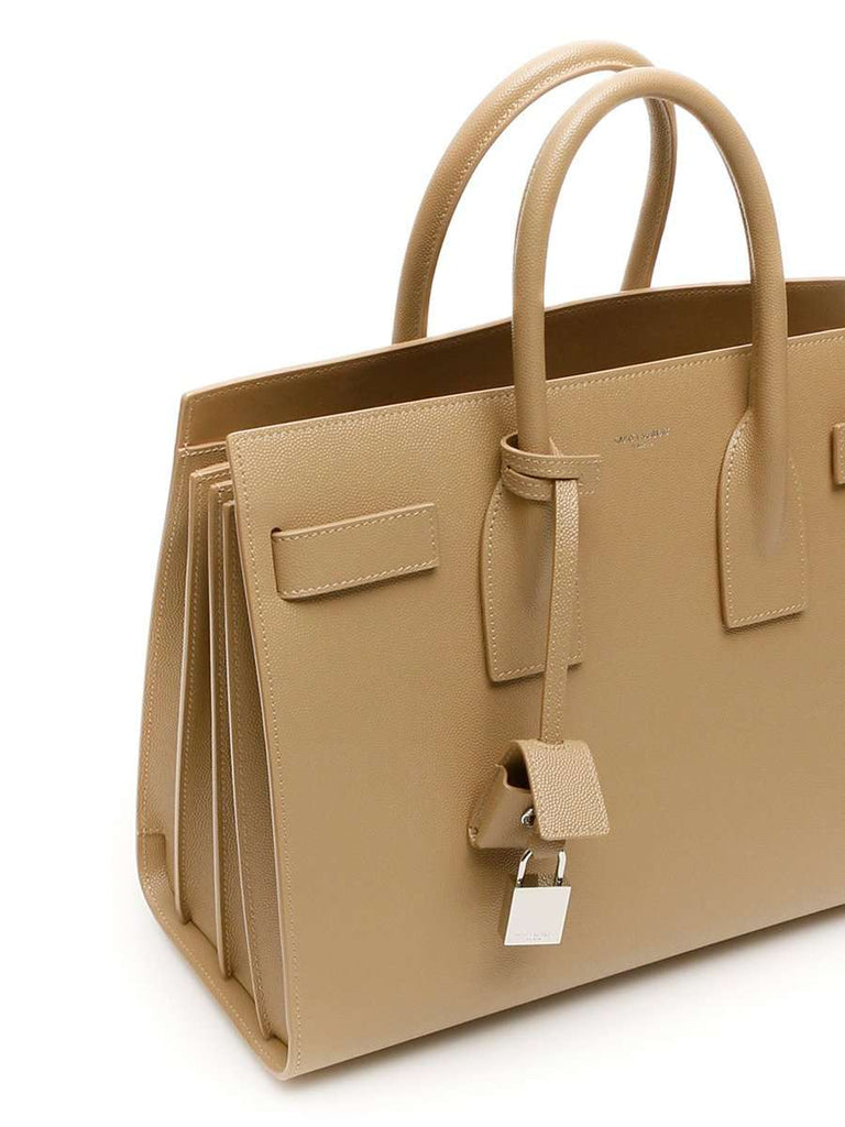 Saint Laurent Classic Sac De Jour Small In Dark Milk Grain De Poudre Embossed Leather Cosettte Cosette