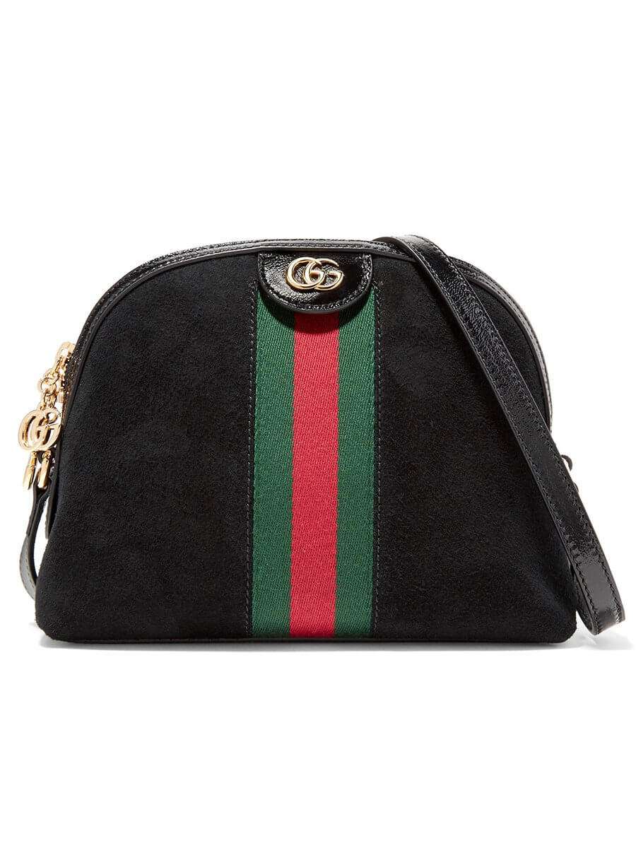 Gucci Ophidia Patent Leather-Trimmed Suede Shoulder Bag – COSETTE