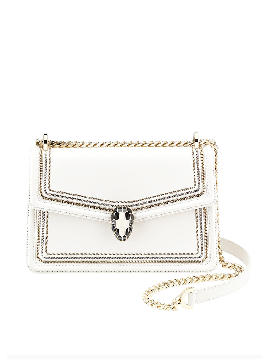 Serpenti Diamond Blast Shoulder Bag in White – COSETTE