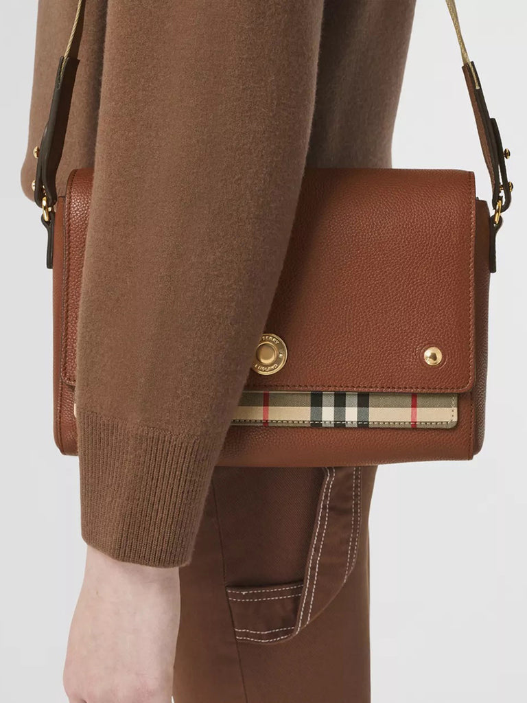 Burberry Leather and Vintage Check Note Crossbody Bag – COSETTE