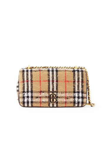 Shop Burberry Other Plaid Patterns Nylon Chain Leather Small