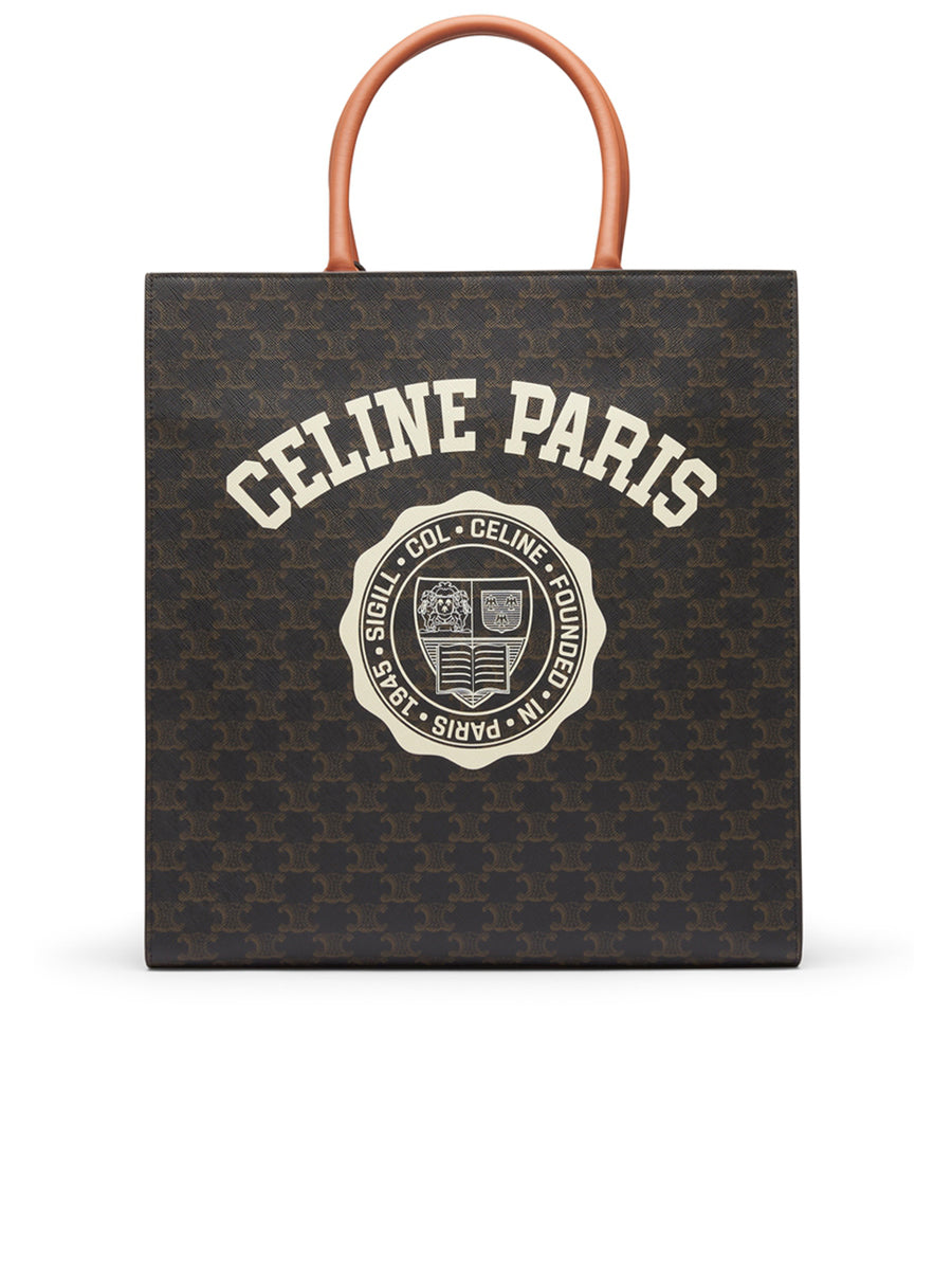 Vertical Cabas Celine in Canvas with Celine Print and Calfskin - CELINE