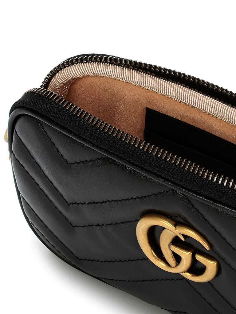 gg marmont mini chain bag black