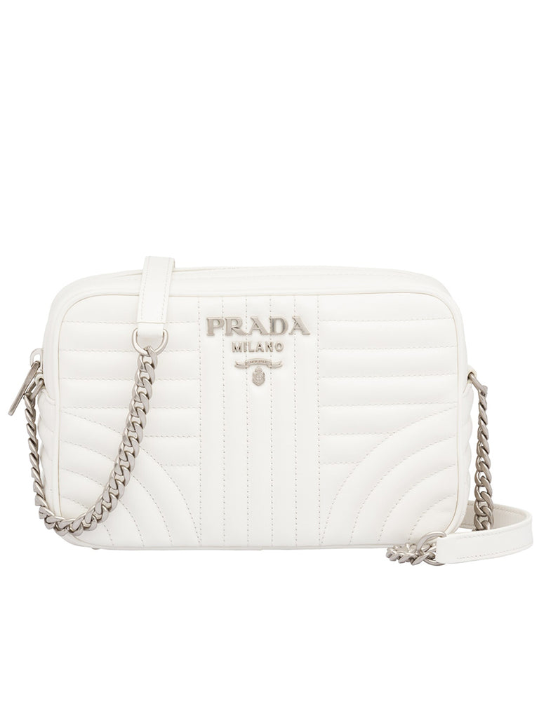 Prada Diagramme Crossbody Bag in White | Cosette