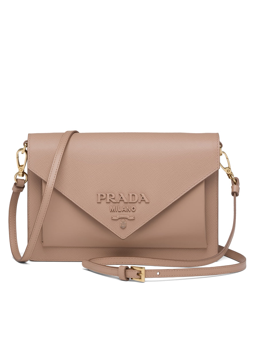 Prada Saffiano Leather Mini Envelope Bag in Black