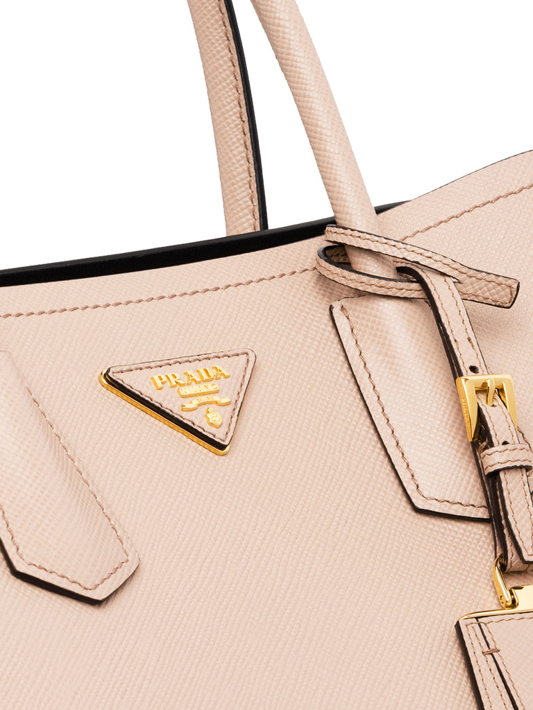 Small Saffiano Leather Double Prada Bag in Powder Pink – COSETTE